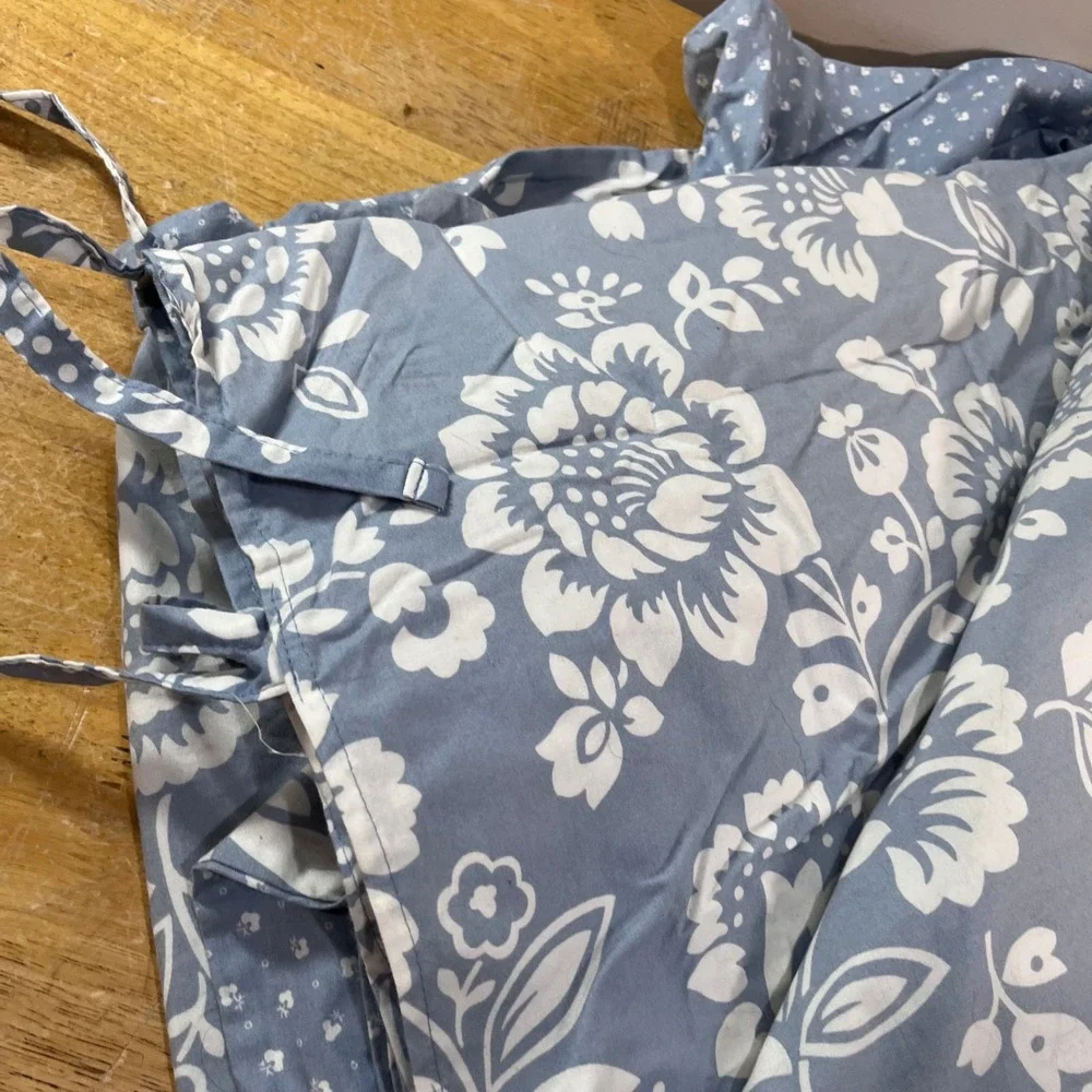 IKEA Thisted Flora Duvet Cover Set Full Queen Blue White Floral Vtg Style 3pc